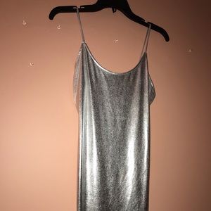 Silver spaghetti strap dress